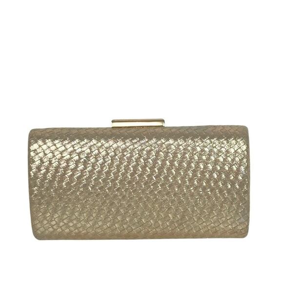 SONDRA ROBERTS Gold Basket Weave Clutch - Picture 12 of 12